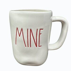 Rae Dunn Valentine Mug MINE Large Coffee Cup Ceramic Magenta Farmhouse Red Gift